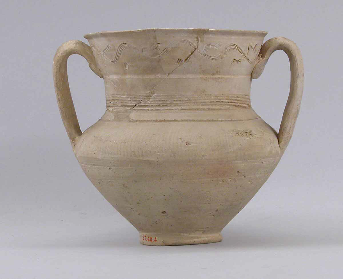 Ewer, Earthenware; incised, unglazed