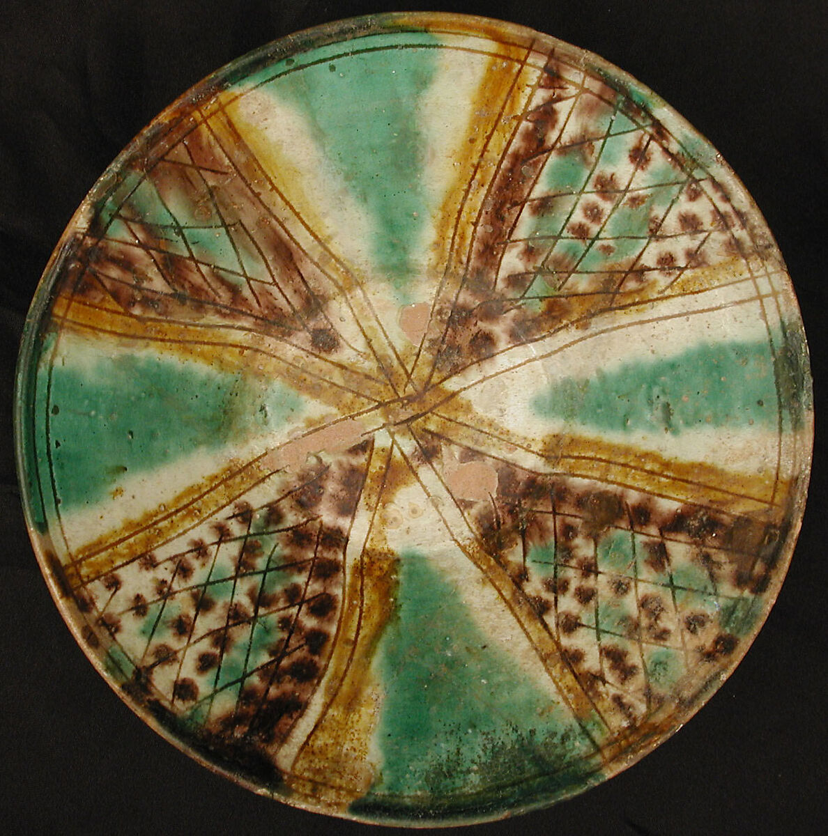 Bowl, Earthenware; white slip with polychrome painted decoration under transparent glaze