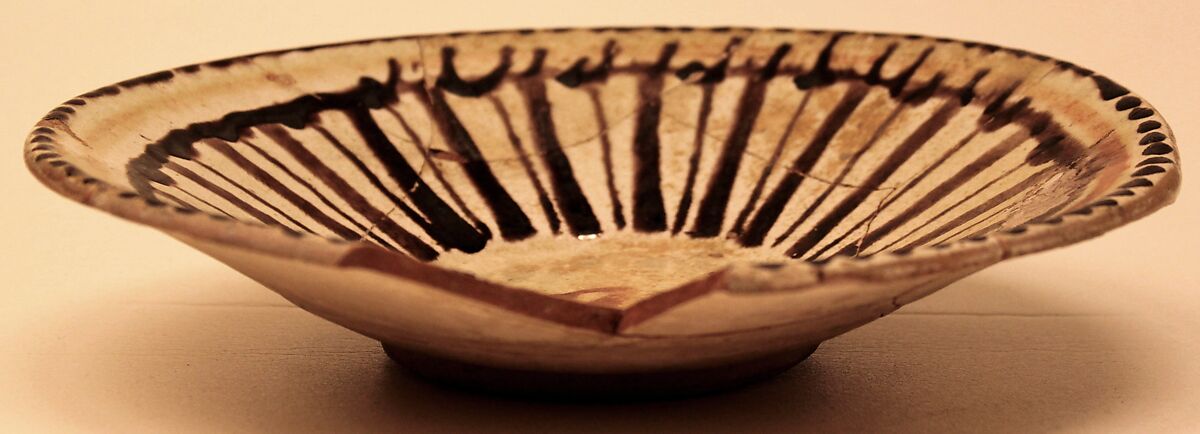 Dish, Earthenware; white slip with polychrome decoration under transparent glaze