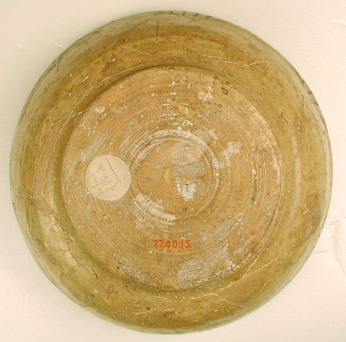 Bowl with Interlace Pattern and Yellow Flowers, Earthenware; polychrome decoration under transparent glaze (buff ware)
