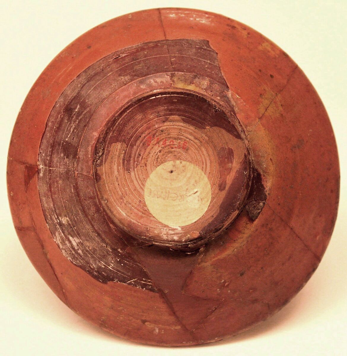 Bowl, Earthenware; red slip covered and polychrome painted under transparent glaze