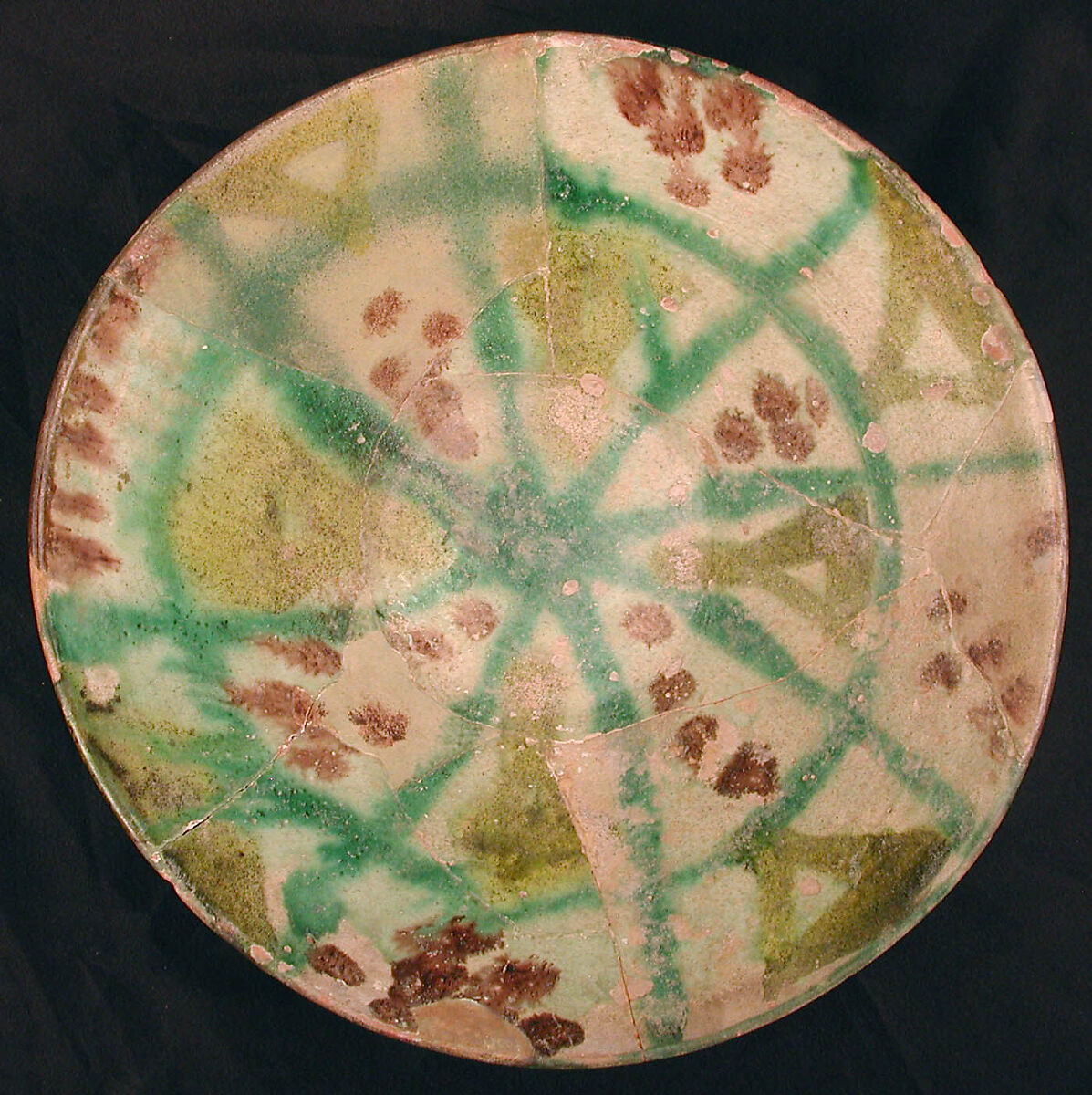 Bowl, Earthenware; white-slip covered with polychrome slip decoration under transparent glaze 