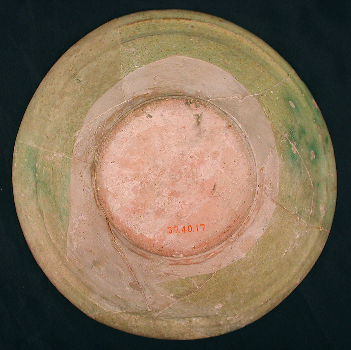 Bowl, Earthenware; white-slip covered with polychrome slip decoration under transparent glaze