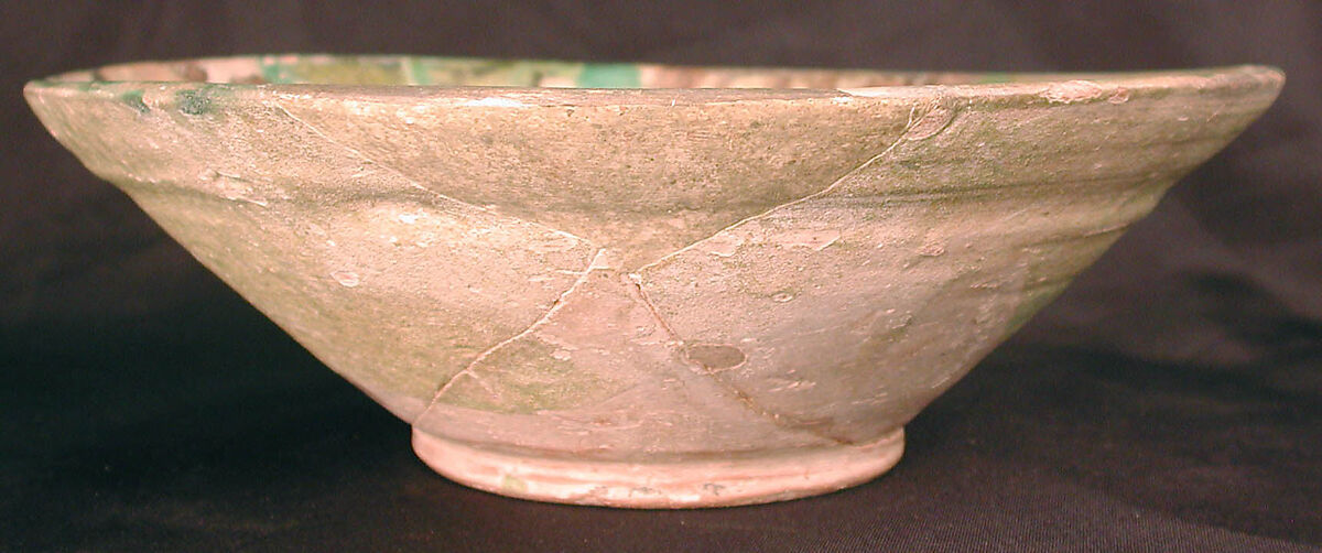 Bowl, Earthenware; white-slip covered with polychrome slip decoration under transparent glaze