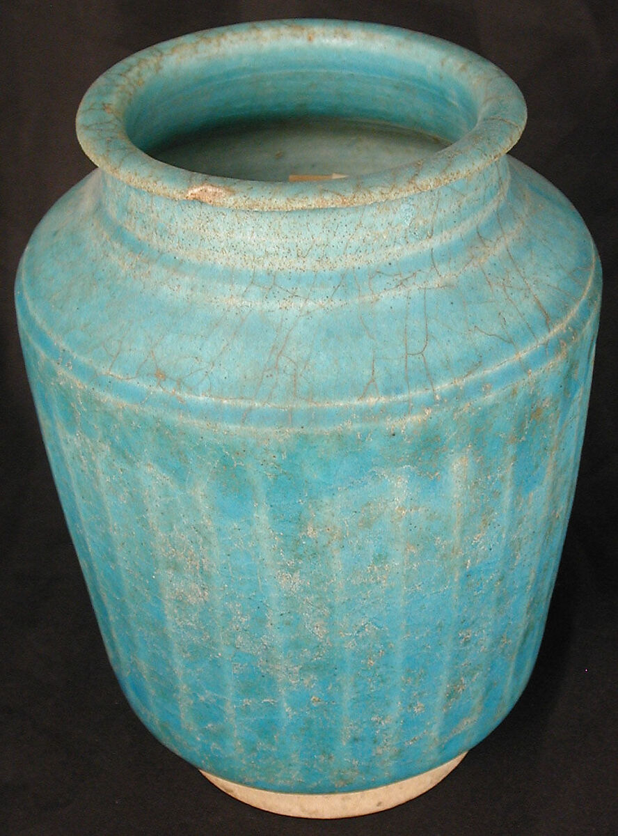 Ribbed Jar, Stonepaste; monochrome glaze