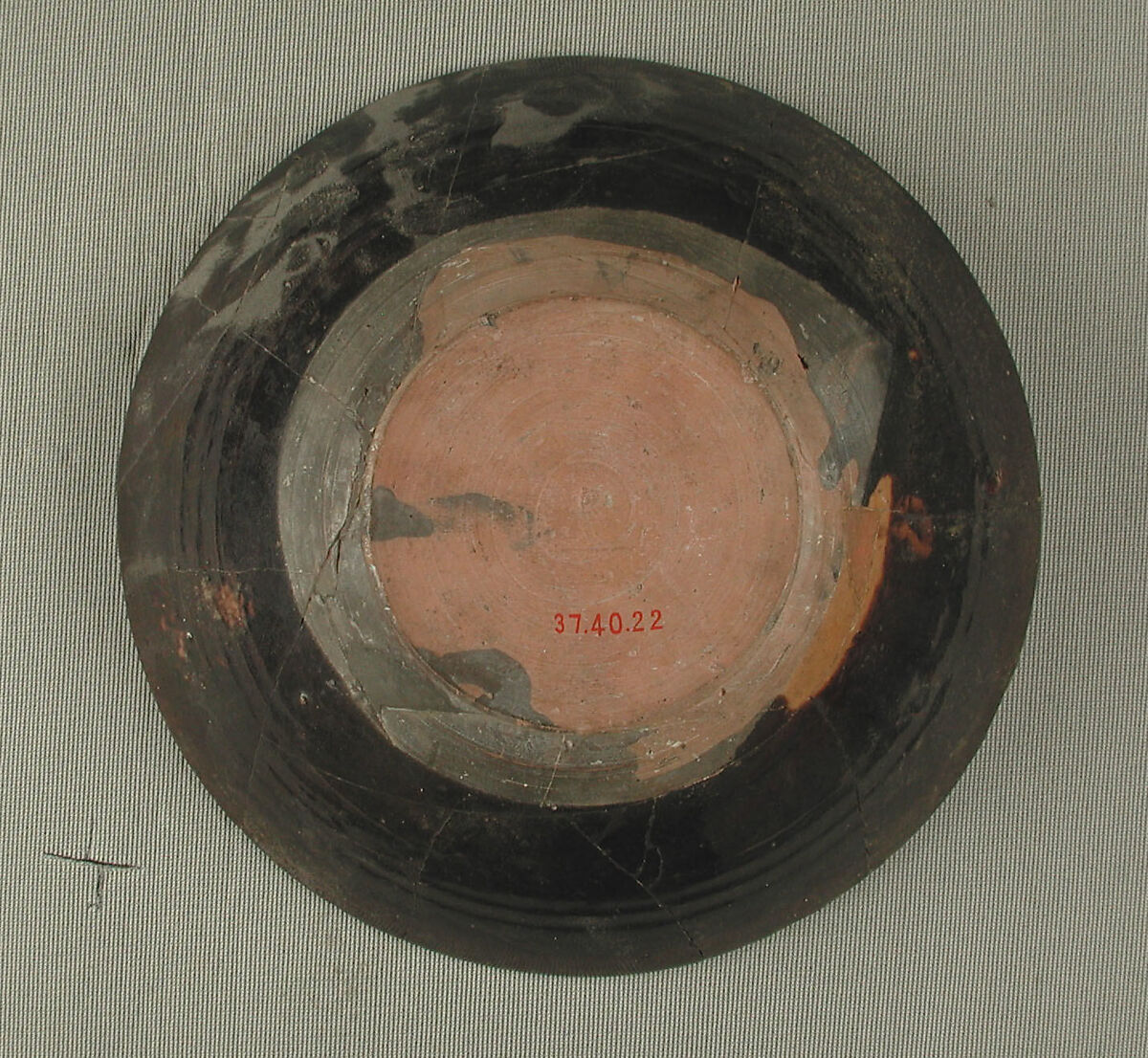 Bowls with Repeating Inscription, "Blessing", Earthenware; black slip with white slip decoration under transparent glaze