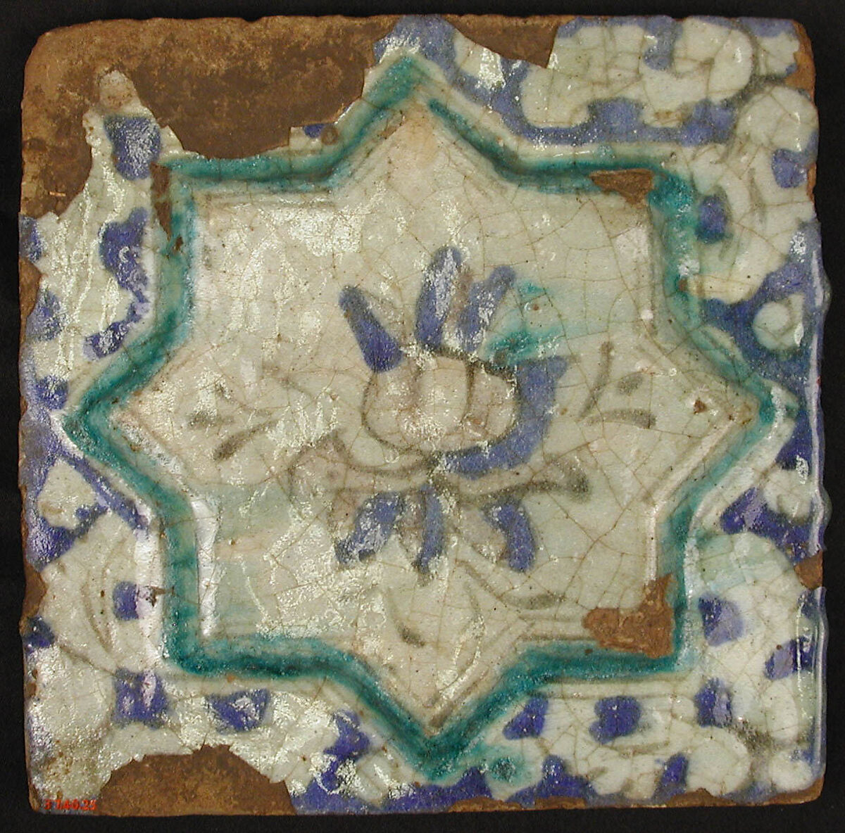 Square Tile, Stonepaste; polychrome painted under transparent glaze