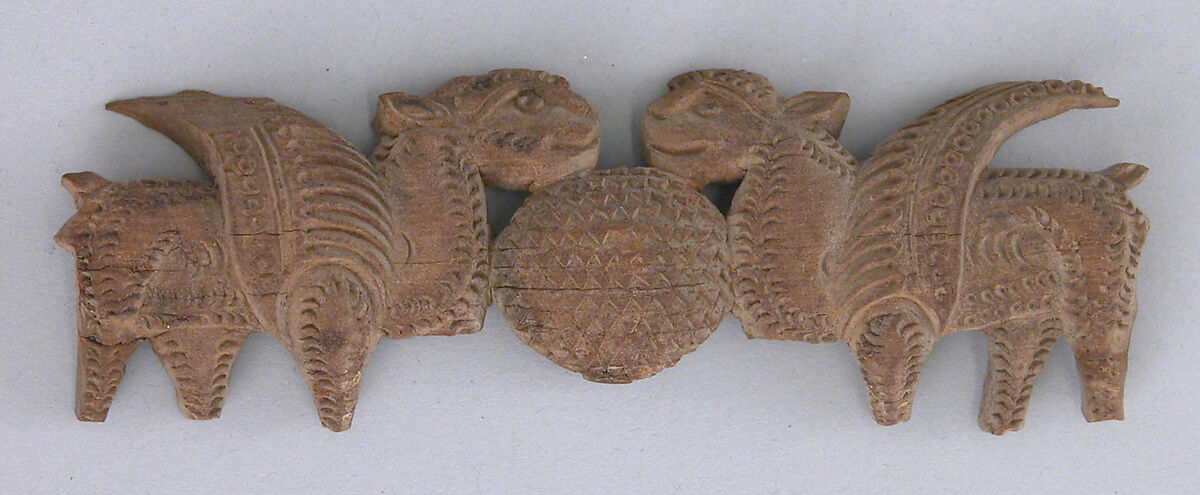 Two Winged Beasts Confronted, Wood; carved 