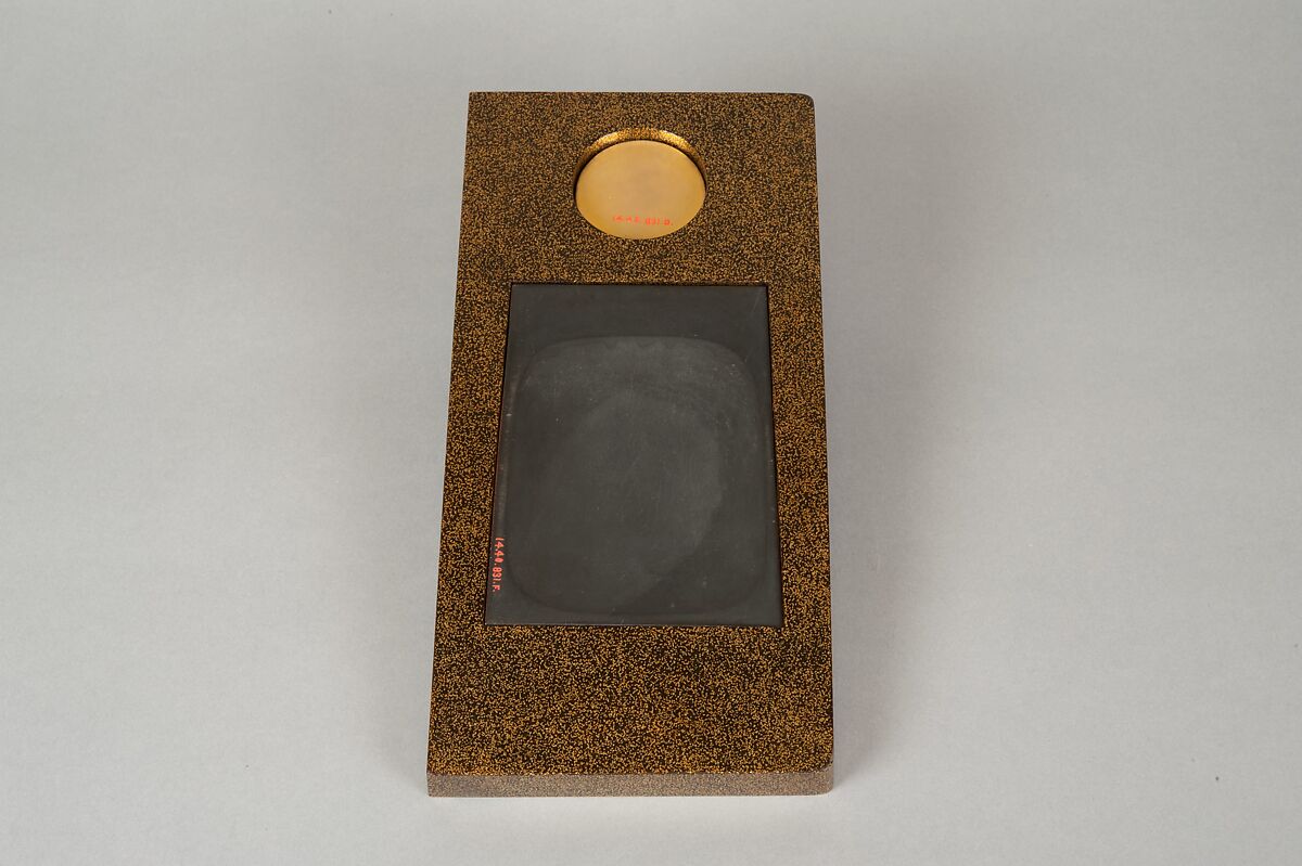 Writing Box with Cranes, Pines, Plum Blossoms, and Characters, Lacquered wood with gold and silver takamaki-e, hiramaki-e, togidashimaki-e, and silver inlay on nashiji ground, Japan