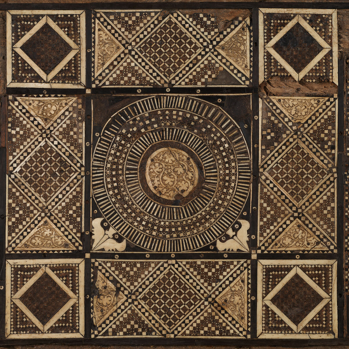 Panel, Wood (fig); mosaic with bone and four different types of wood