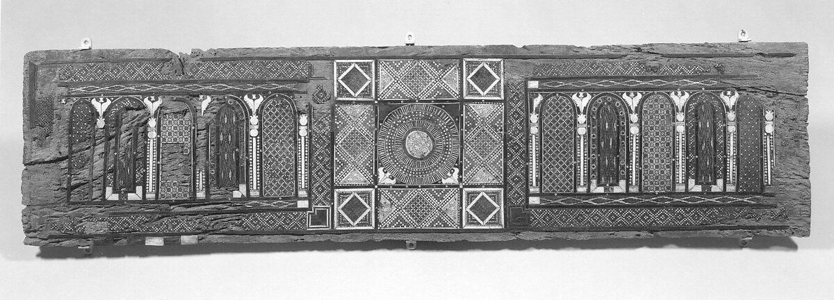 Panel, Wood (fig); mosaic with bone and four different types of wood