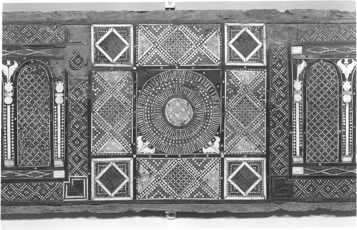 Panel, Wood (fig); mosaic with bone and four different types of wood