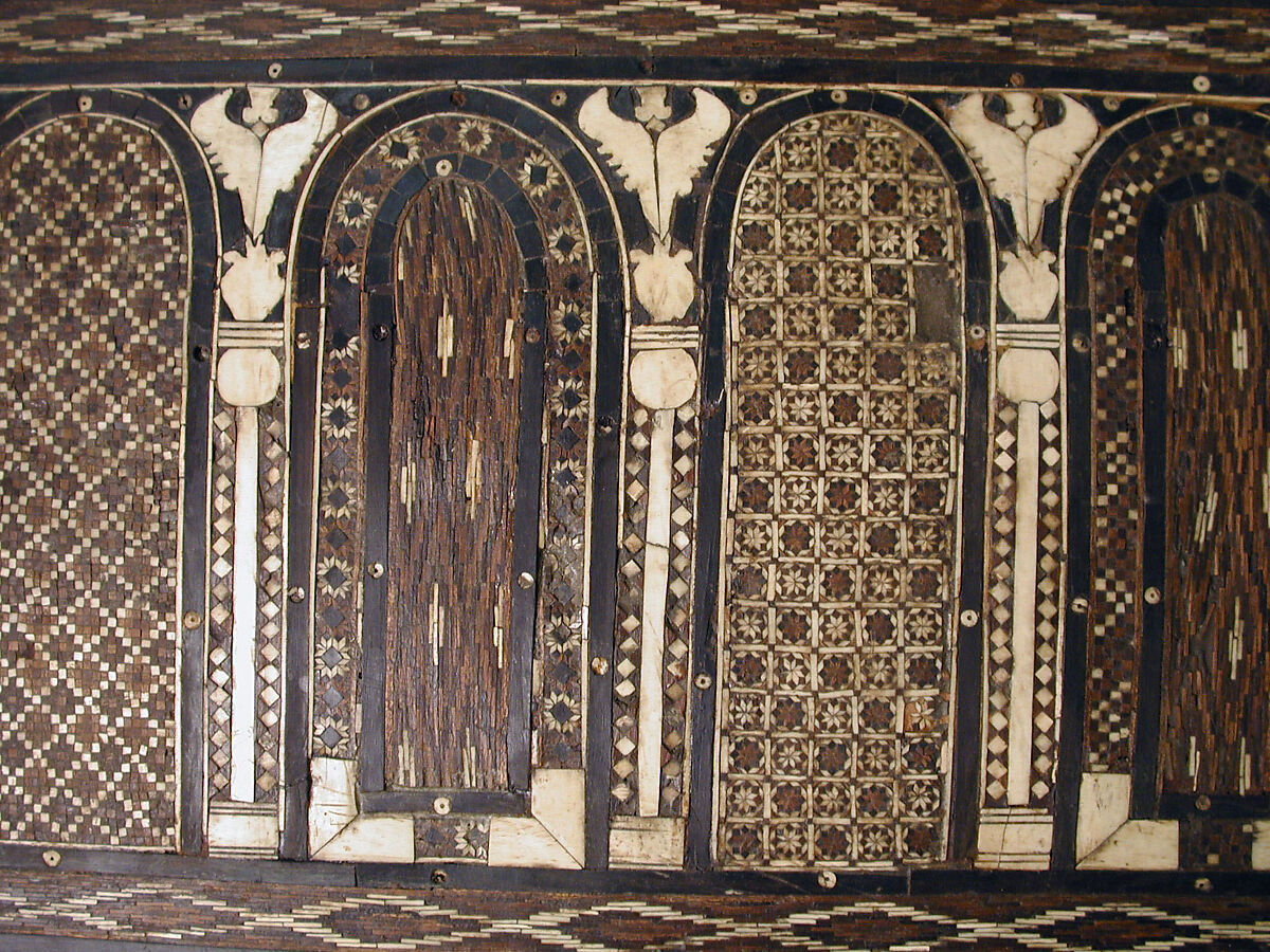 Panel, Wood (fig); mosaic with bone and four different types of wood