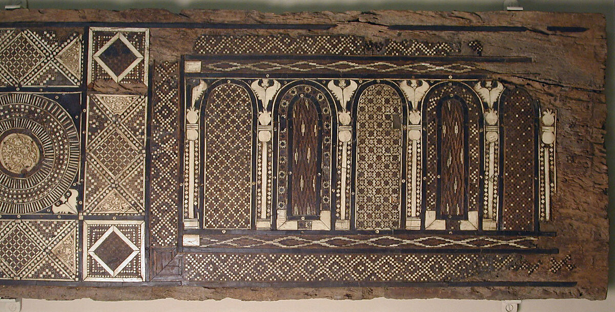 Panel, Wood (fig); mosaic with bone and four different types of wood