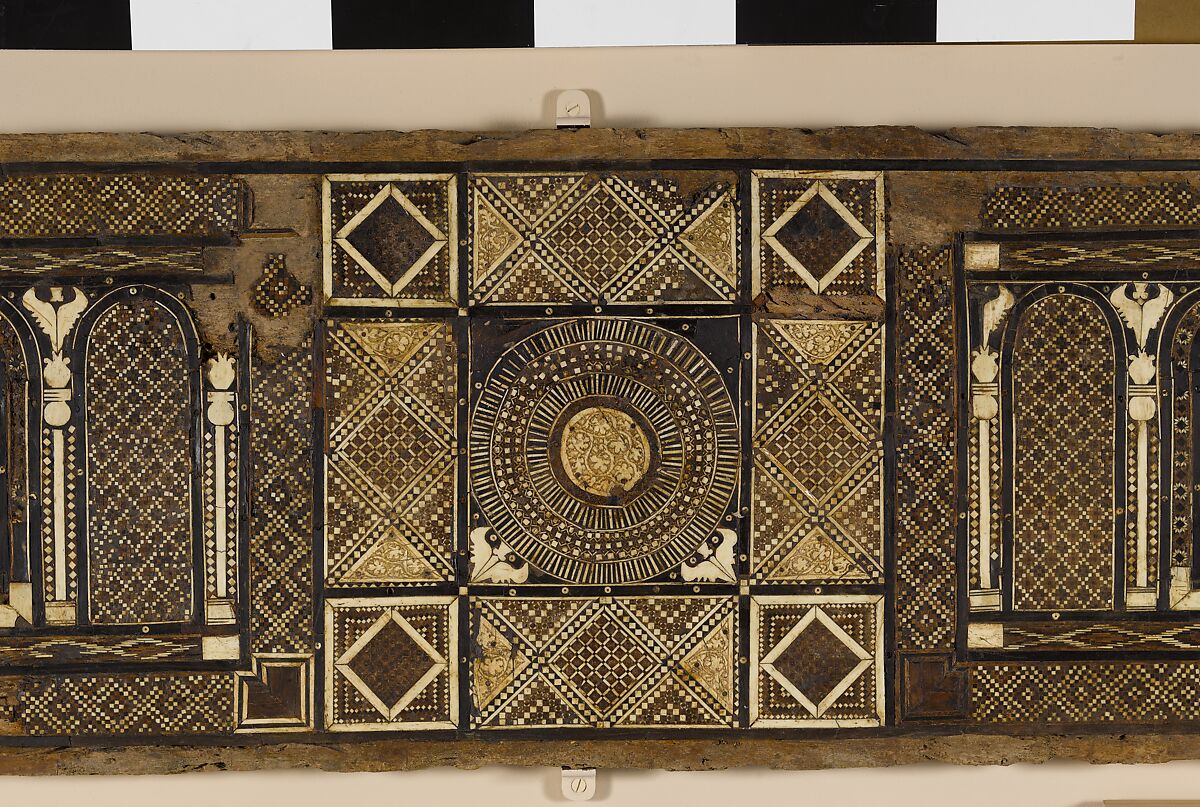 Panel, Wood (fig); mosaic with bone and four different types of wood