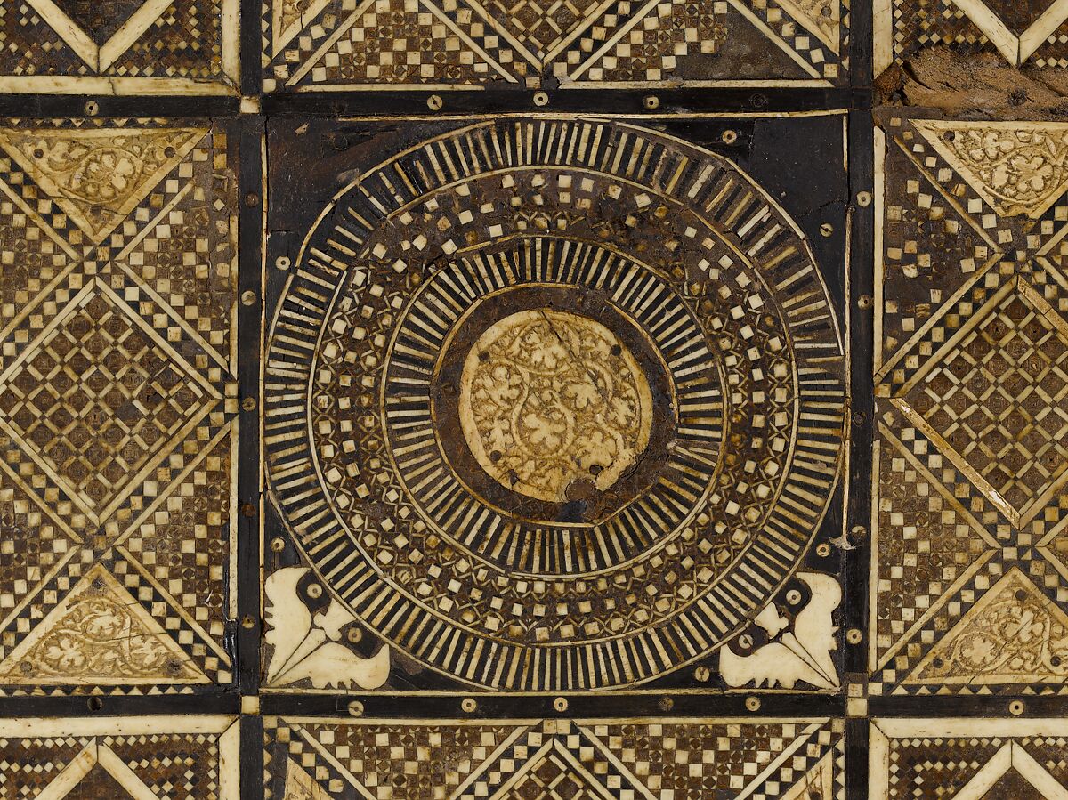 Panel, Wood (fig); mosaic with bone and four different types of wood