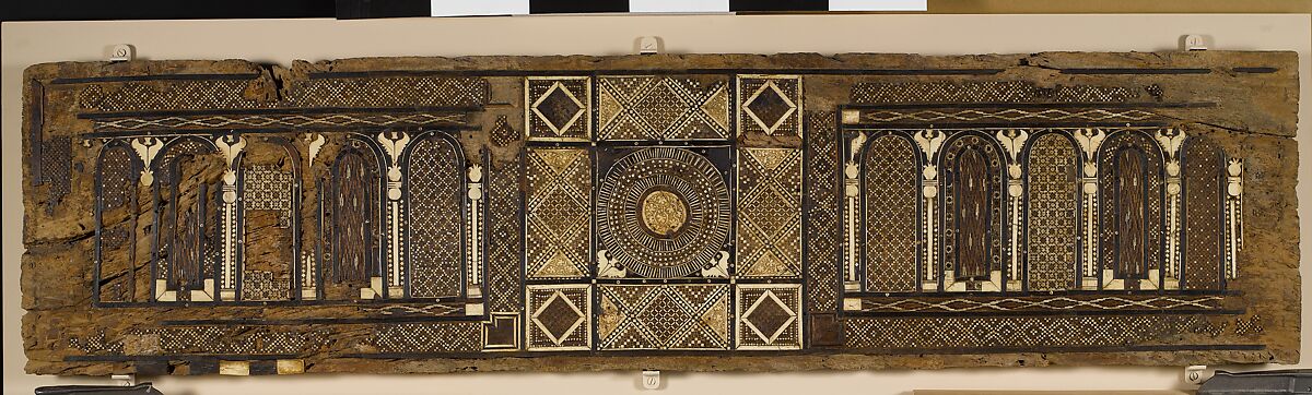 Panel, Wood (fig); mosaic with bone and four different types of wood 