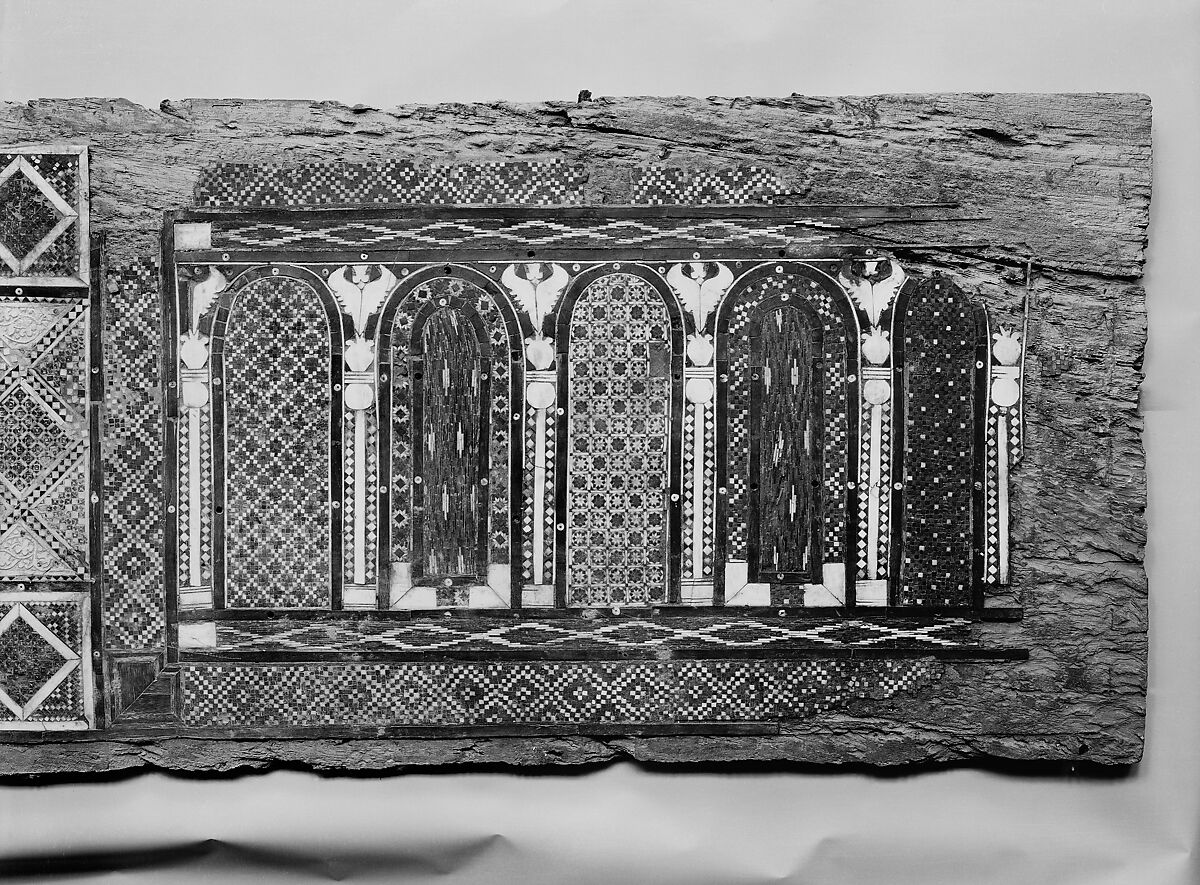 Panel, Wood (fig); mosaic with bone and four different types of wood
