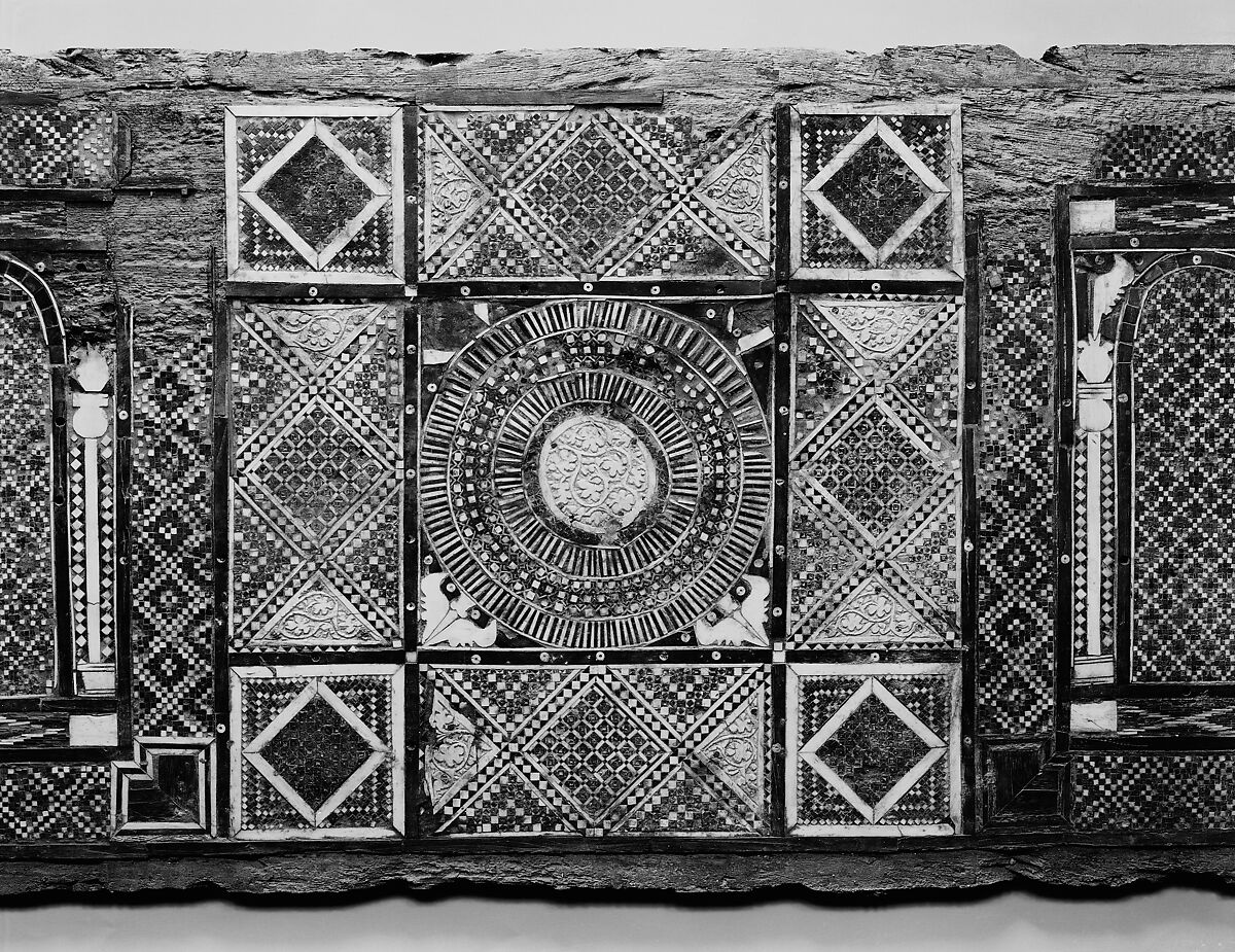 Panel, Wood (fig); mosaic with bone and four different types of wood