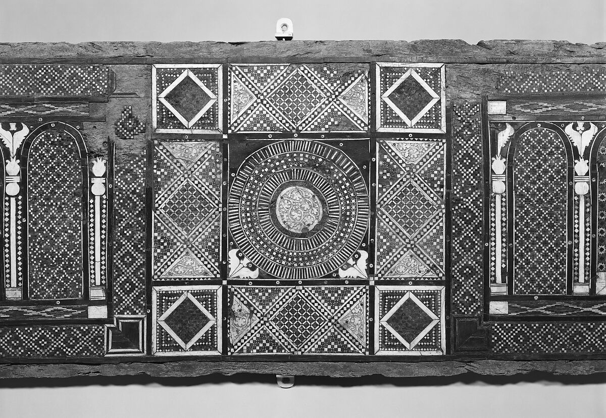 Panel, Wood (fig); mosaic with bone and four different types of wood