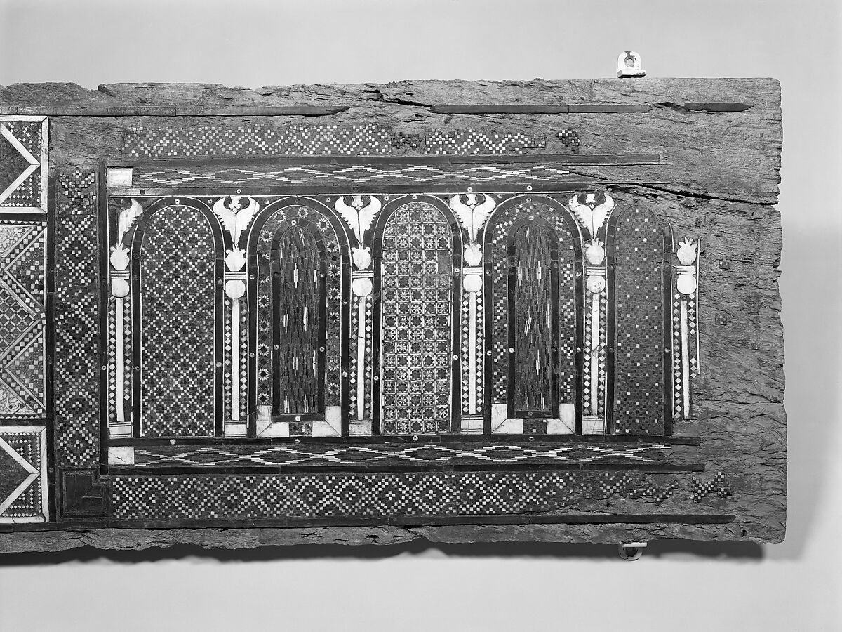Panel, Wood (fig); mosaic with bone and four different types of wood