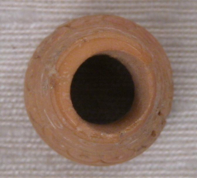 Button or Bead, Bone; incised and inlaid with paint