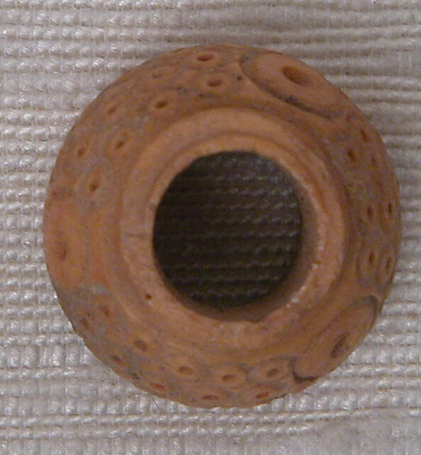 Button or Bead, Bone; incised and inlaid with paint