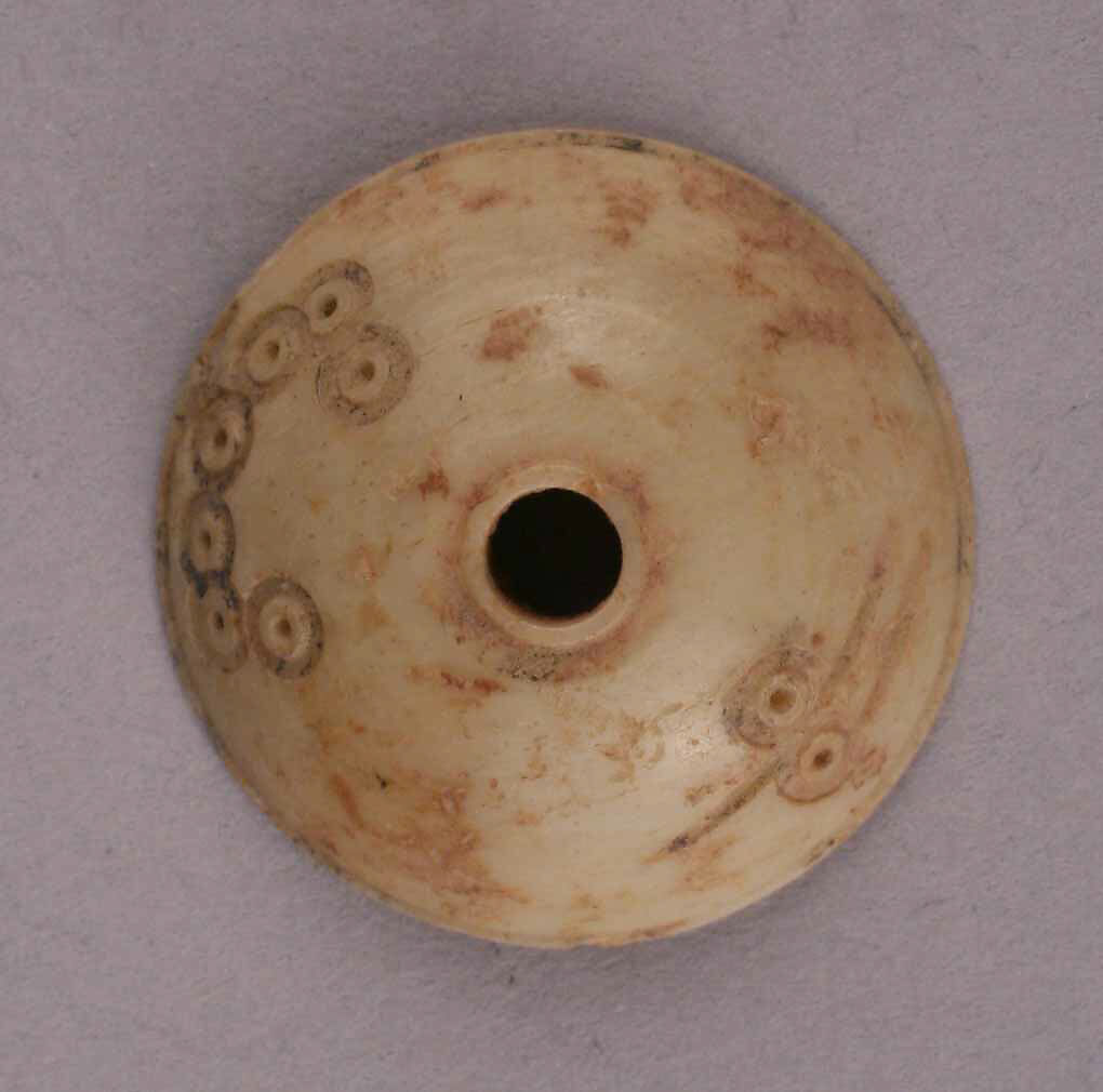 Button or Bead, Bone; incised and inlaid with paint 