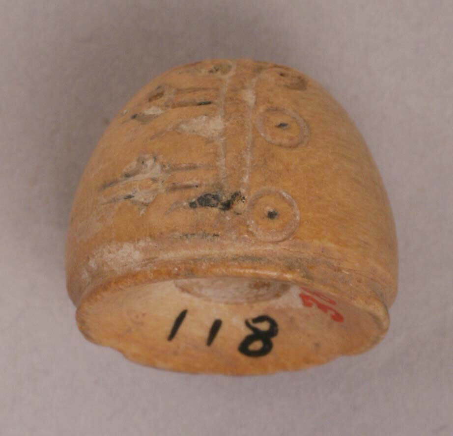 Button or Bead, Bone; incised and inlaid with paint