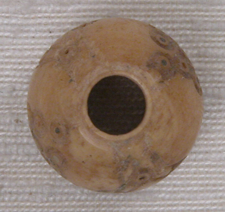 Button or Bead, Ivory or bone; incised and inlaid with paint