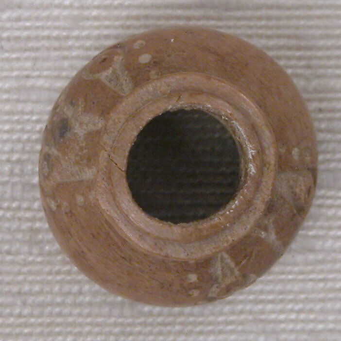 Button or Bead, Bone; incised and inlaid with paint