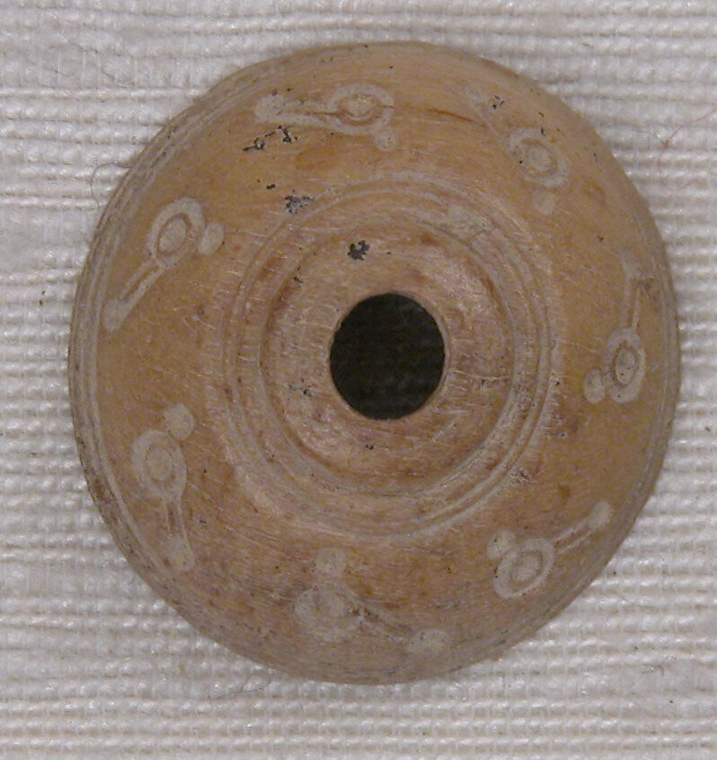 Button or Bead, Bone; incised and inlaid with paint 
