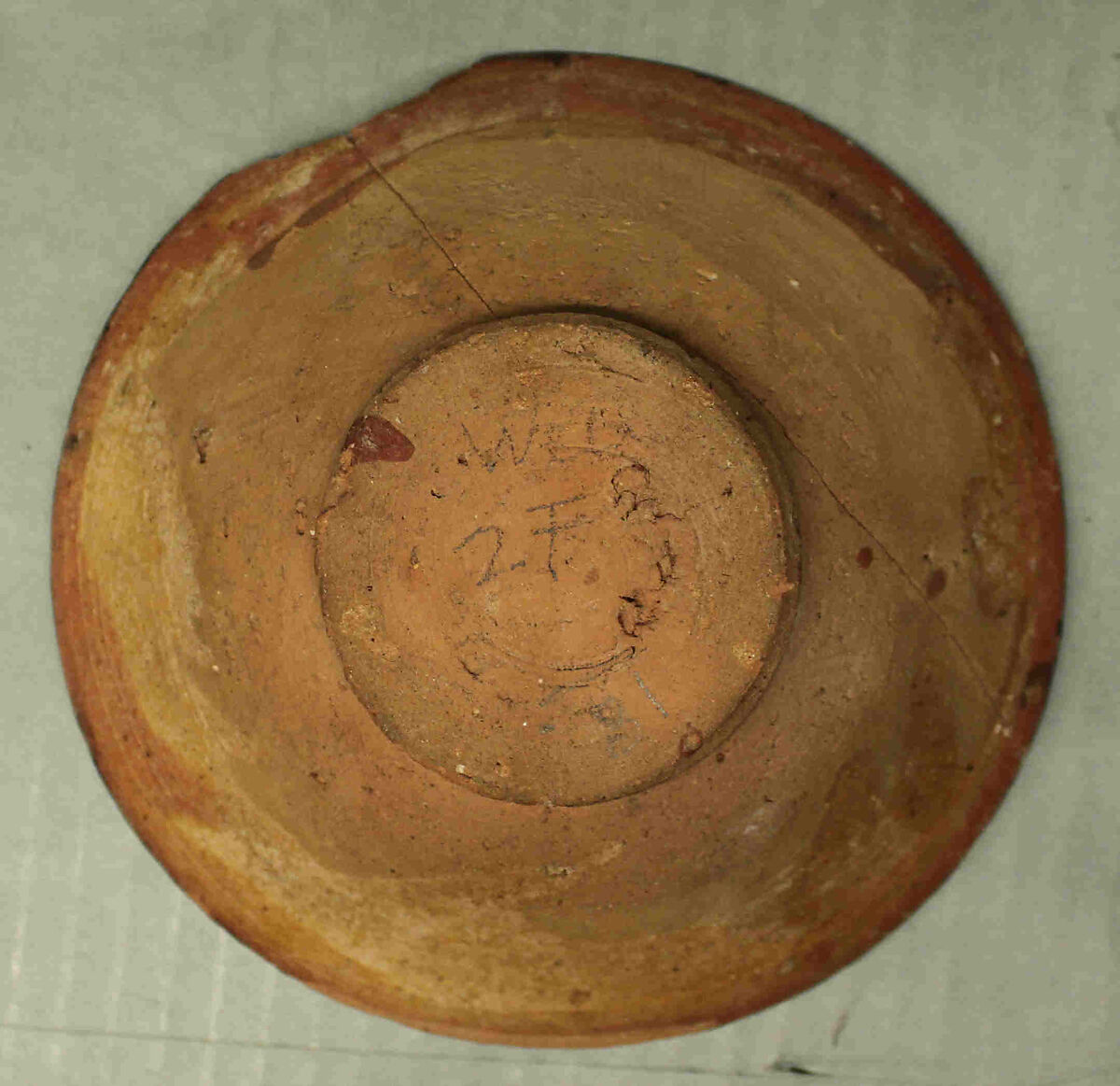Bowl with Polychrome Decoration on a Red Slip Ground, Earthenware; red slip with polychrome slip decoration under transparent glaze