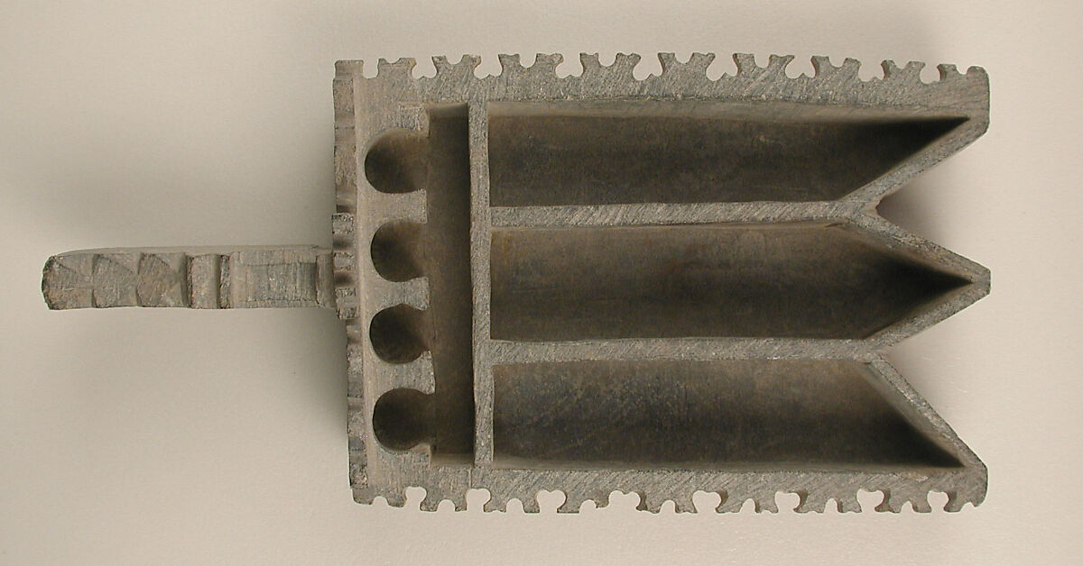 Stone Oil Lamp, Steatite; carved