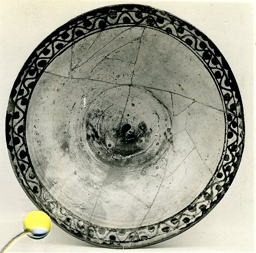 Bowl, Earthenware; white slip with polychrome slip decoration under transparent glaze