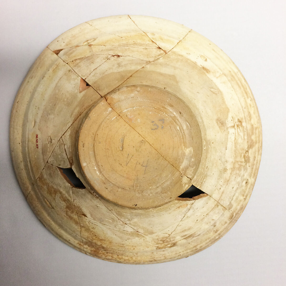 Bowl, Earthenware; white slip with polychrome slip decoration under transparent glaze