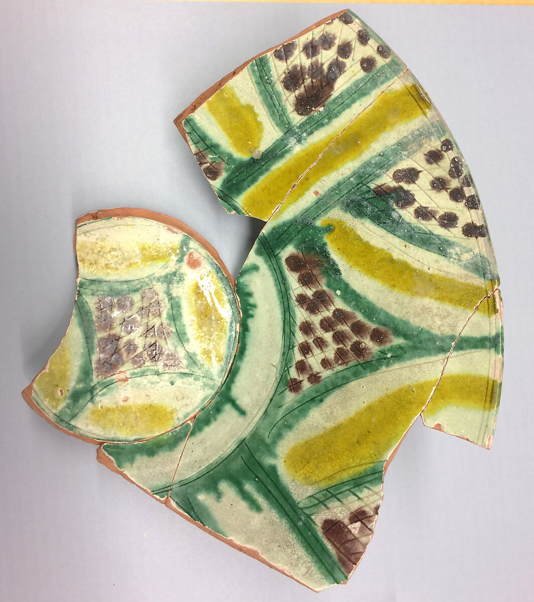 Bowl, Earthenware; white glaze with polychrome decoration under transparent colorless glaze, incised