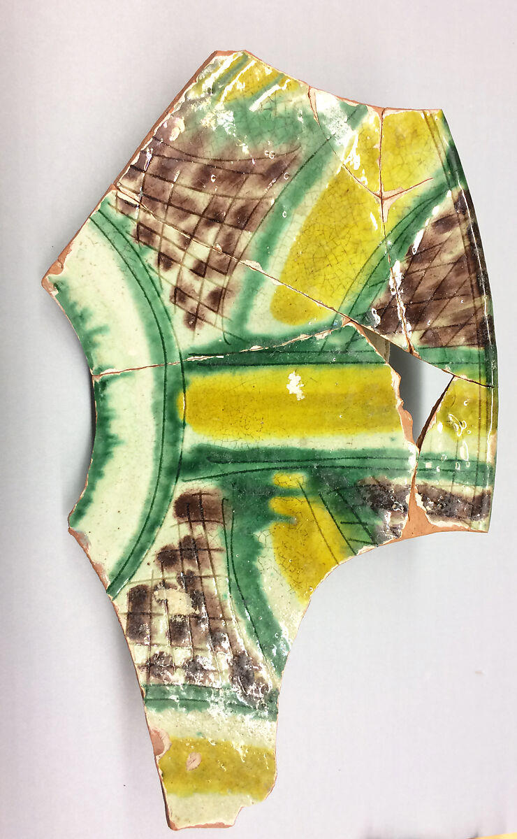 Bowl, Earthenware; white glaze with polychrome decoration under transparent colorless glaze, incised