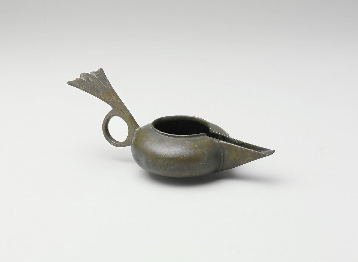 Oil Lamp, Bronze; cast, joined 