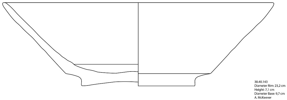 Bowl, Earthenware; white slip, incised and splashed with polychrome glazes under transparent glaze (sgraffito ware)