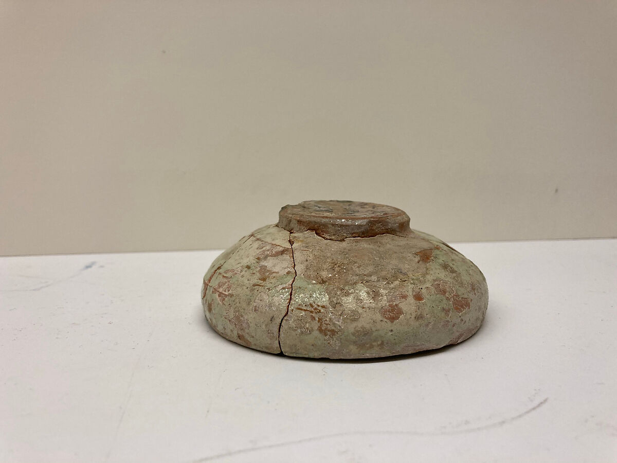 Bowl, Earthenware; white slip with polychrome slip decoration under transparent greenish glaze