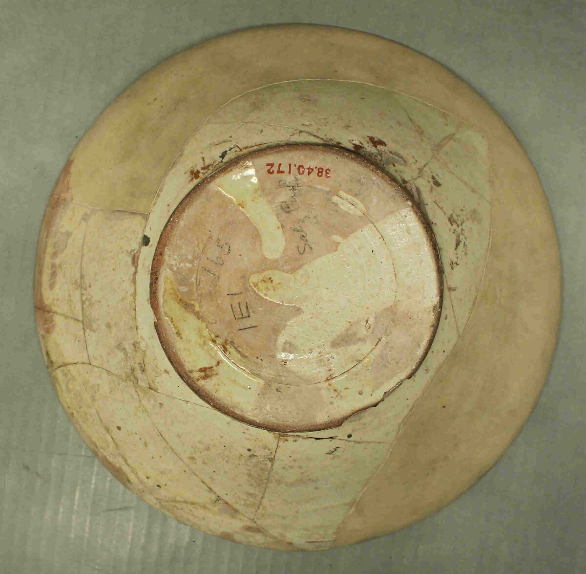Bowl with Black and White Decoration, Earthenware; white slip with black slip decoration under transparent glaze