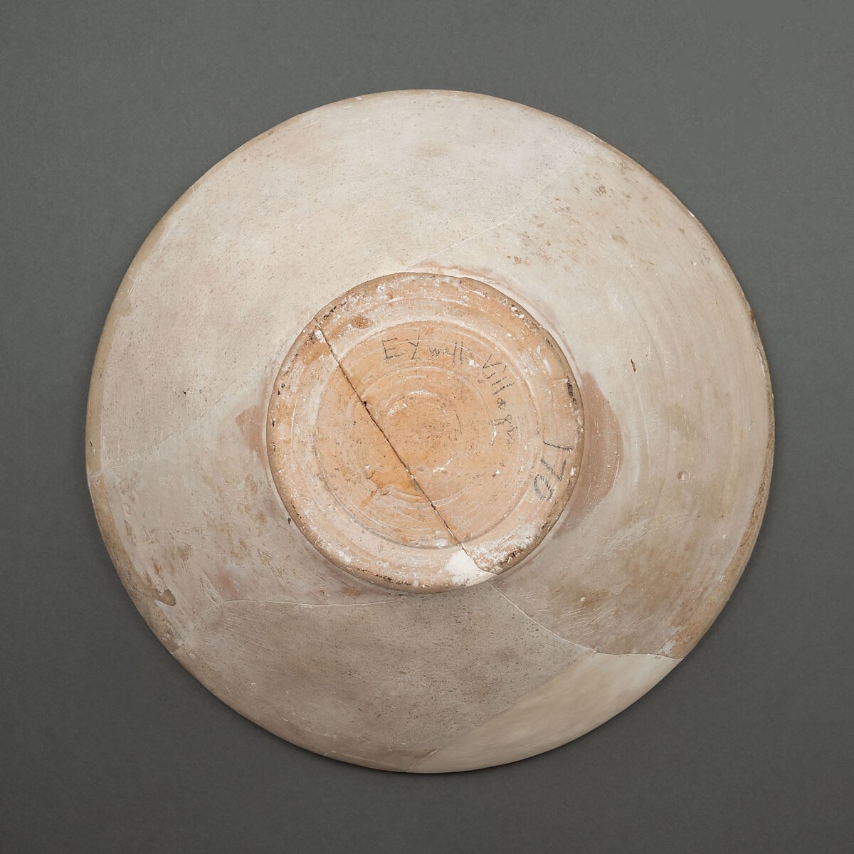 Bowl, Earthenware; white slip with polychrome slip decoration under transparent glaze