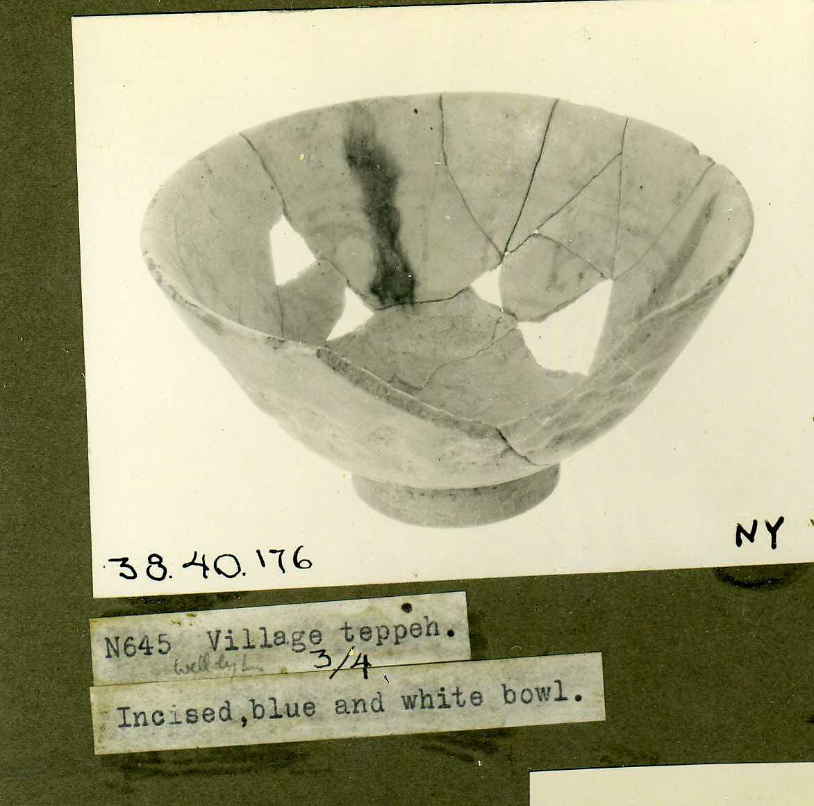 Bowl, Earthenware; gritty, buff body; opaque, white glaze 