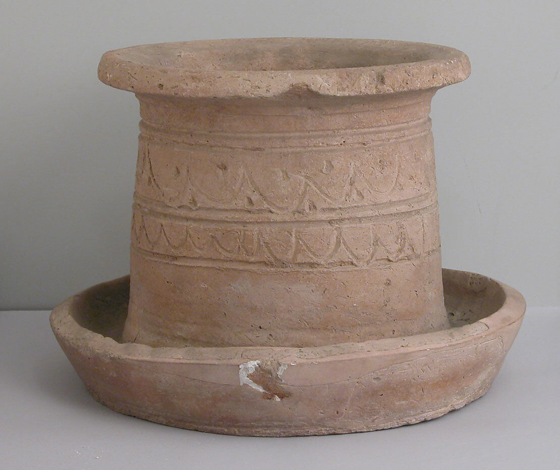 Stand, Earthenware; incised and unglazed 