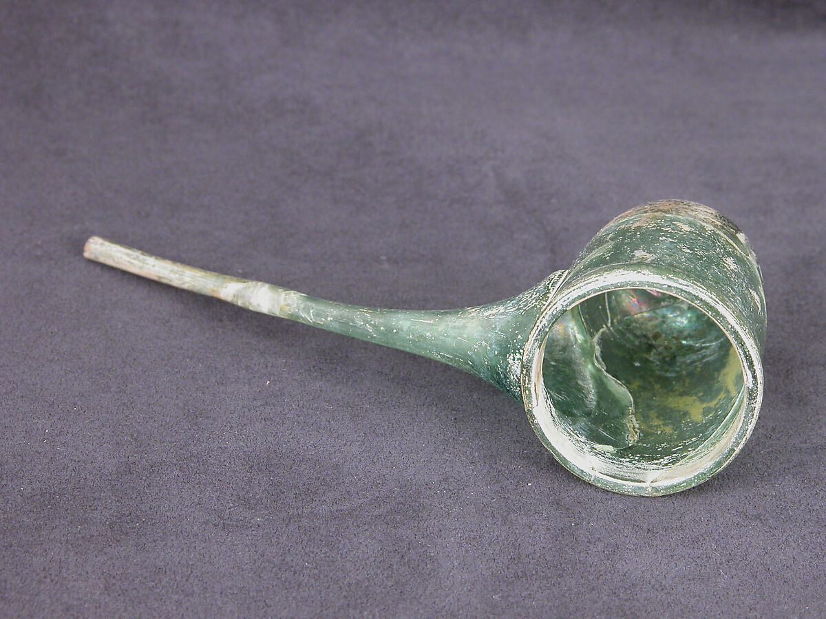 Alembic, Glass, green; blown, applied spout