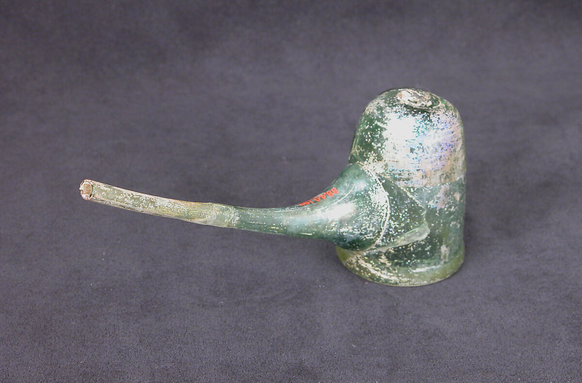 Alembic, Glass, green; blown, applied spout