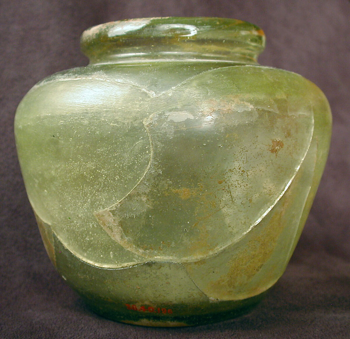 Green Glass Jar, Glass, green; blown