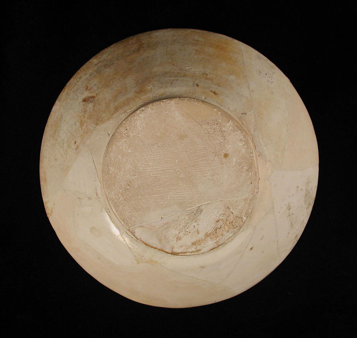 Bowl, Earthenware; white slip with polychrome slip decoration under transparent glaze