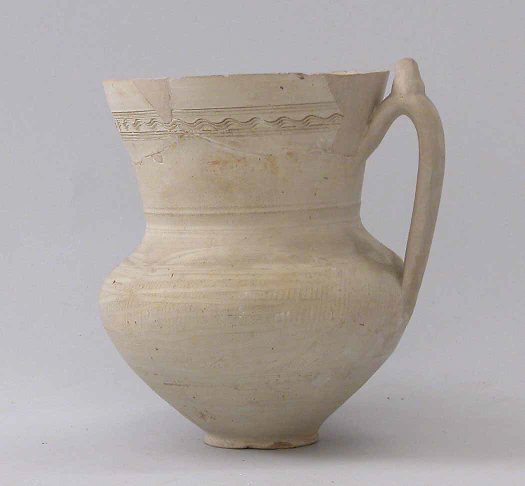 Jar, Earthenware; slip covered and incised, unglazed 